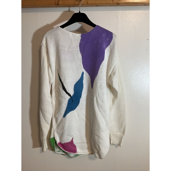 Valerie Lynn Handpainted Wearables Sigma Sweater Vintage Art to Wear OSFM - Picture 6 of 7